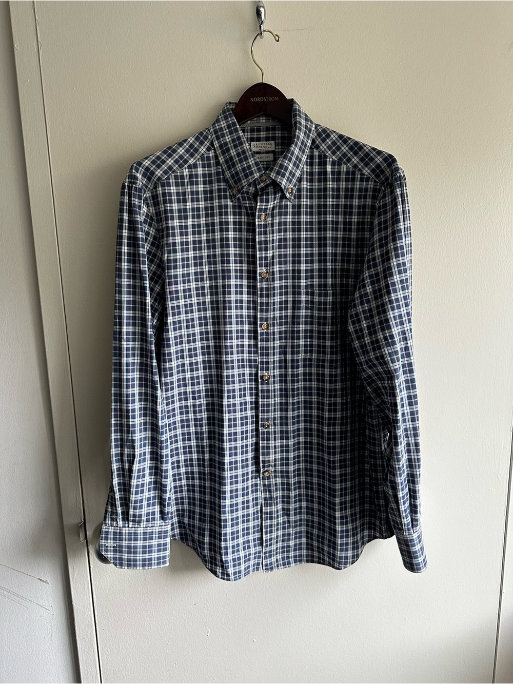 Brunello Cucinelli Plaid Oxford Basic Fit Shirt USM
